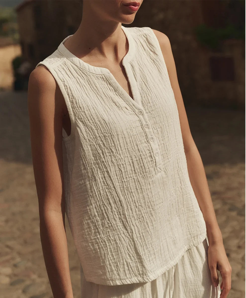 clearance coastal double gauze henley tank