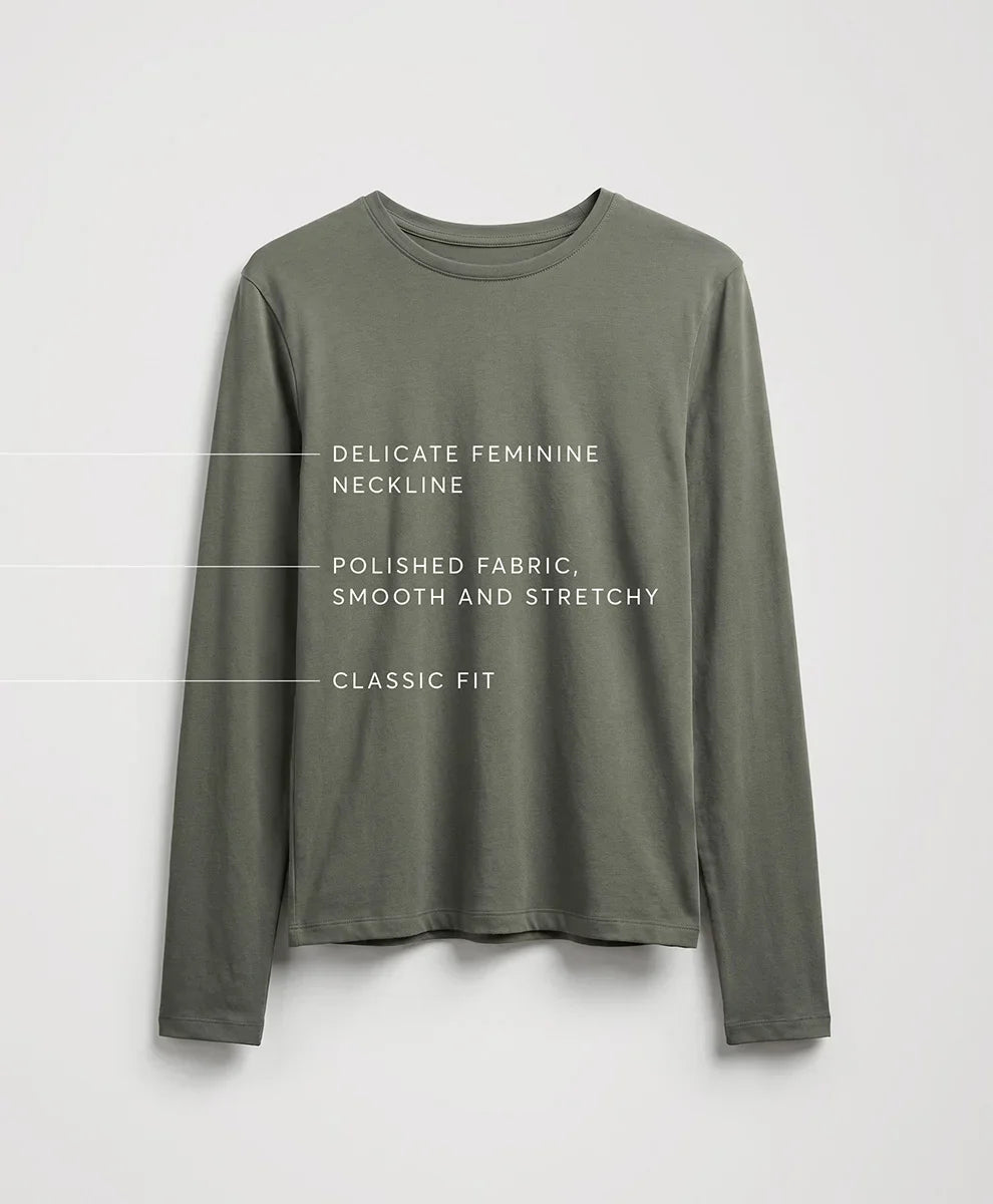 luxe essential crewneck long sleeve tee