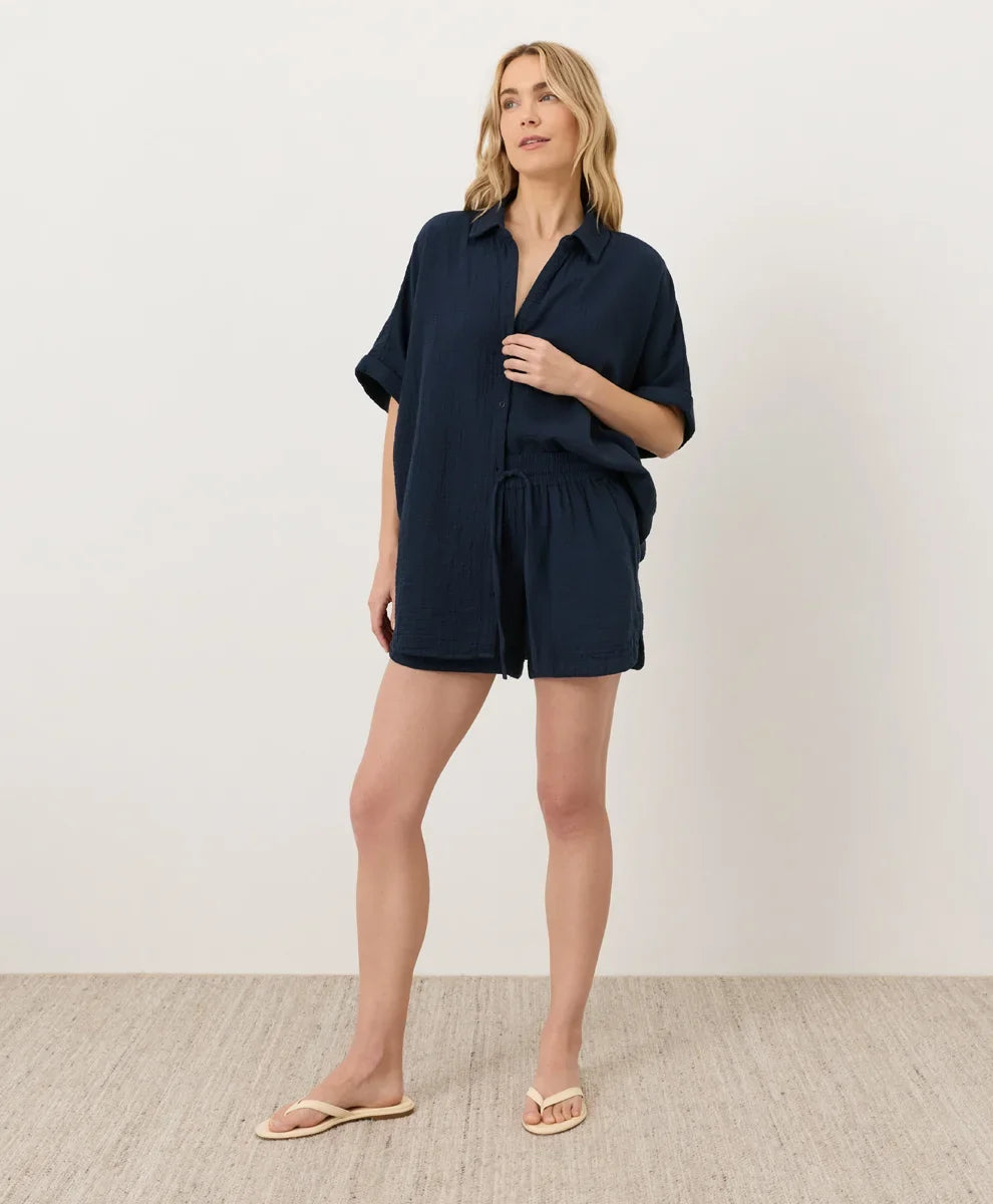 clearance coastal double gauze curved hem short