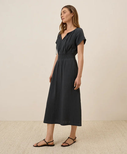 clearance coastal double gauze boho midi dress