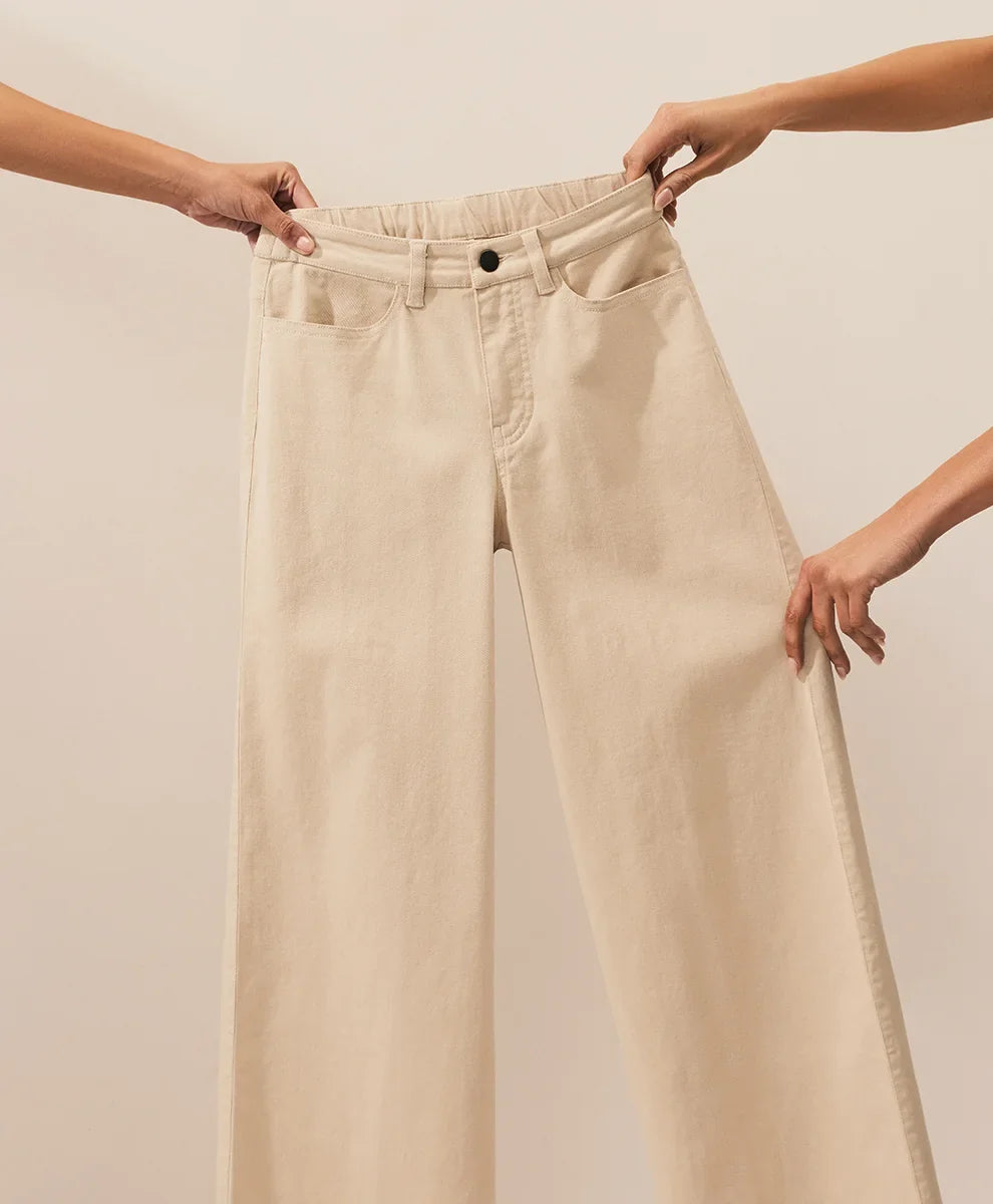 clearance stretch twill wide leg pant