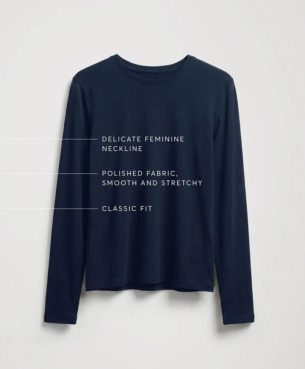 luxe essential crewneck long sleeve tee