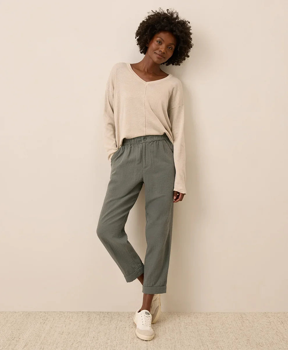 clearance coastal double gauze rolled cuff pant