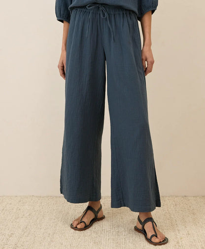 clearance coastal double gauze split hem pant