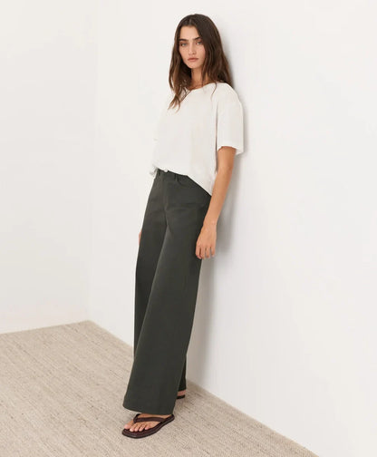 clearance stretch twill wide leg pant