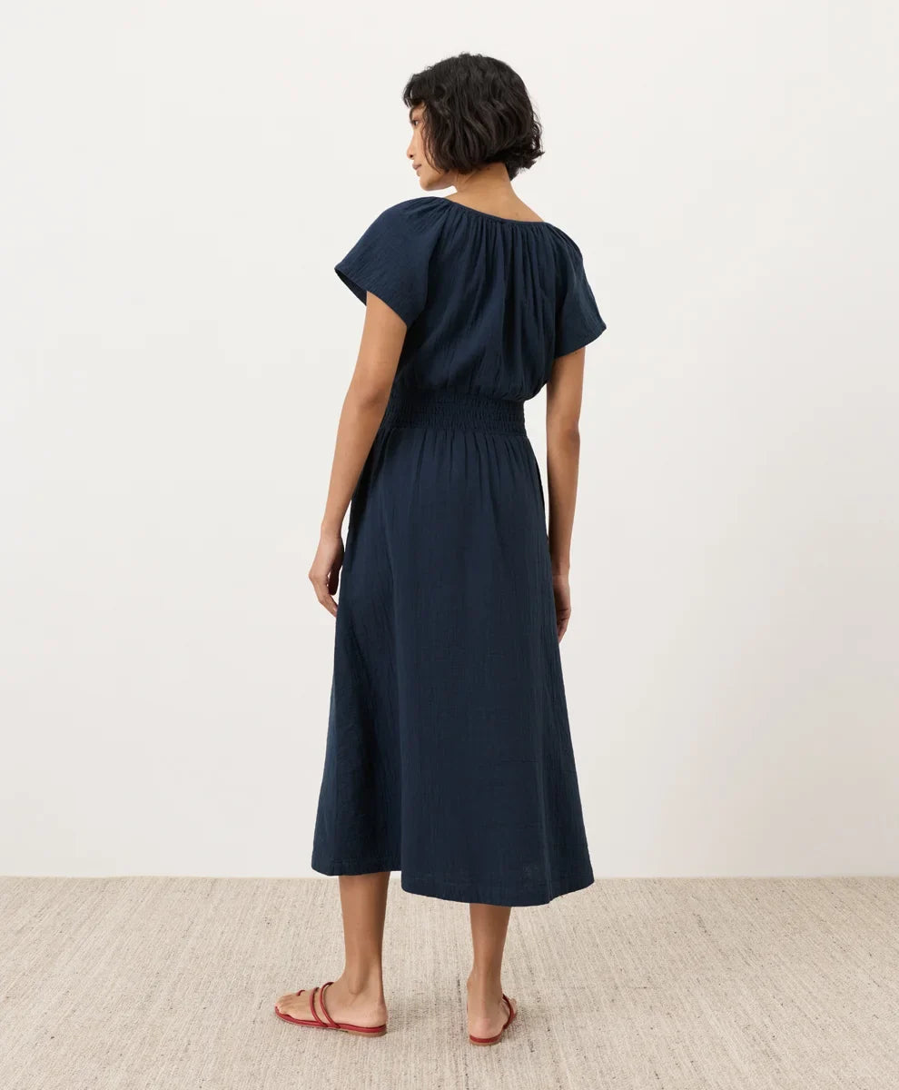 coastal double gauze boho midi dress