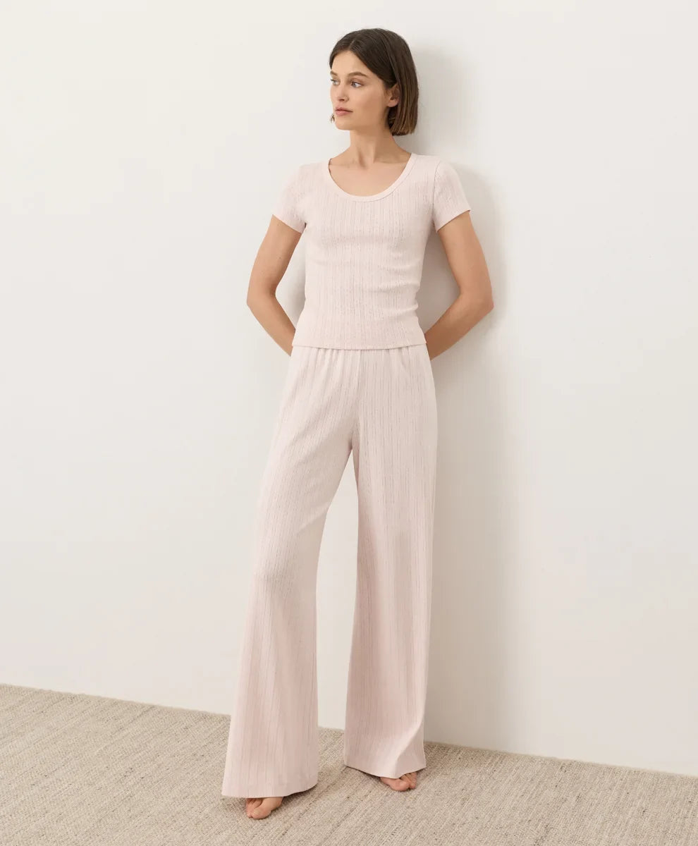 clearance pointelle wide leg pant