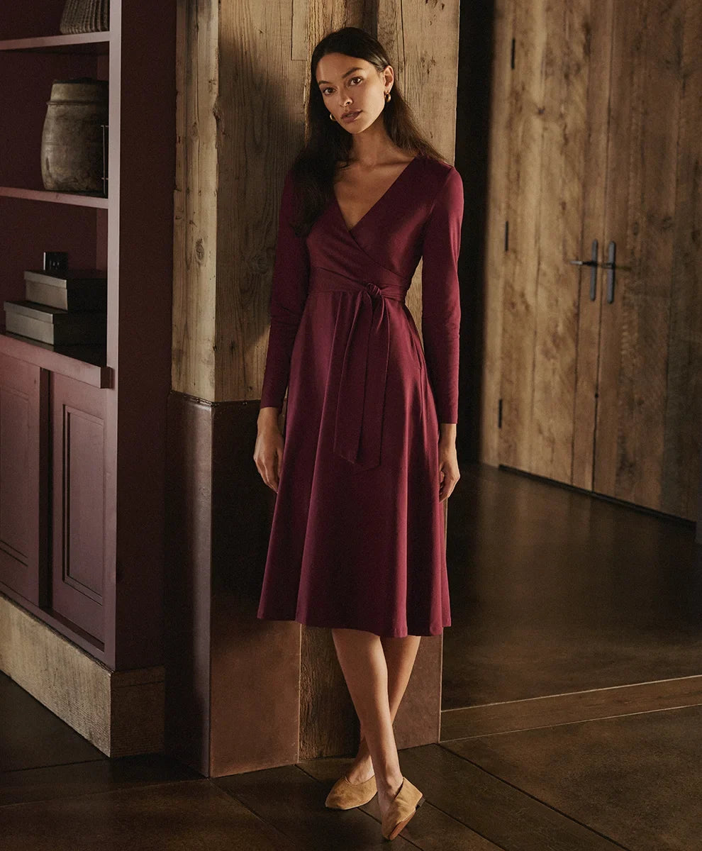 clearance fit & flare wrap dress