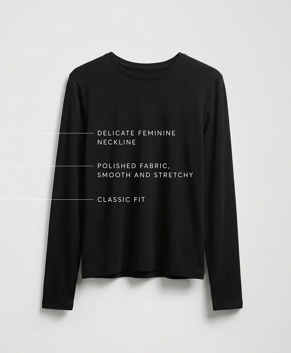 luxe essential crewneck long sleeve tee