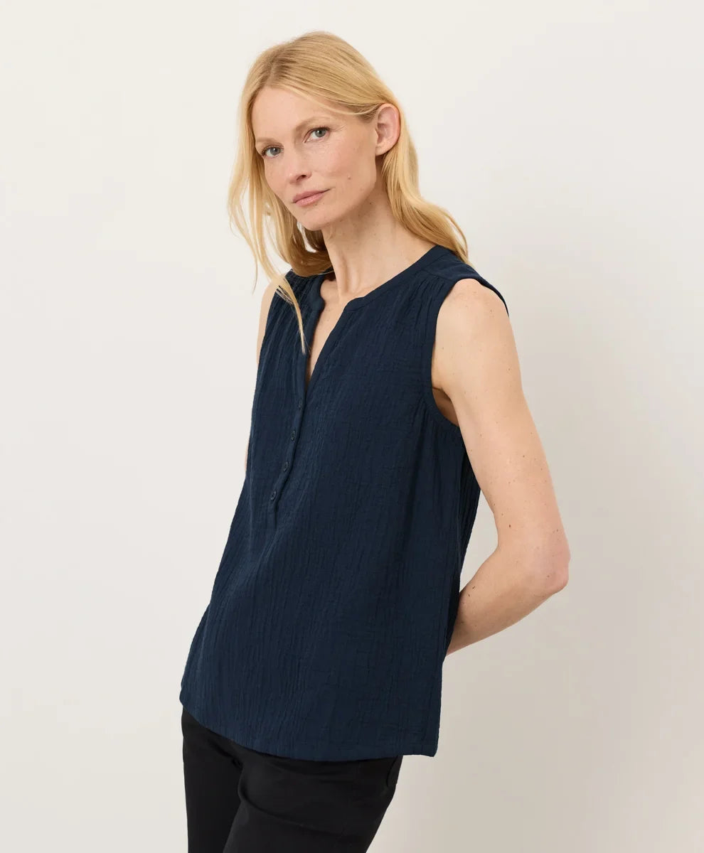 clearance coastal double gauze henley tank