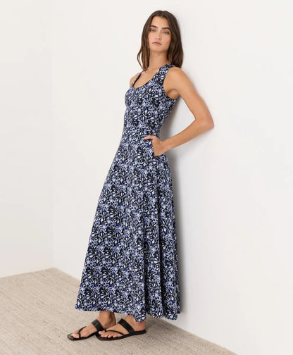 fit & flare open back maxi dress
