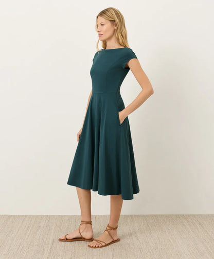 fit & flare ballet neck dress