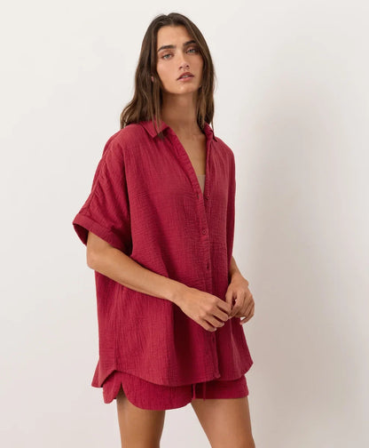 clearance coastal double gauze oversized shirt