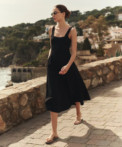 fit & flare square neck dress