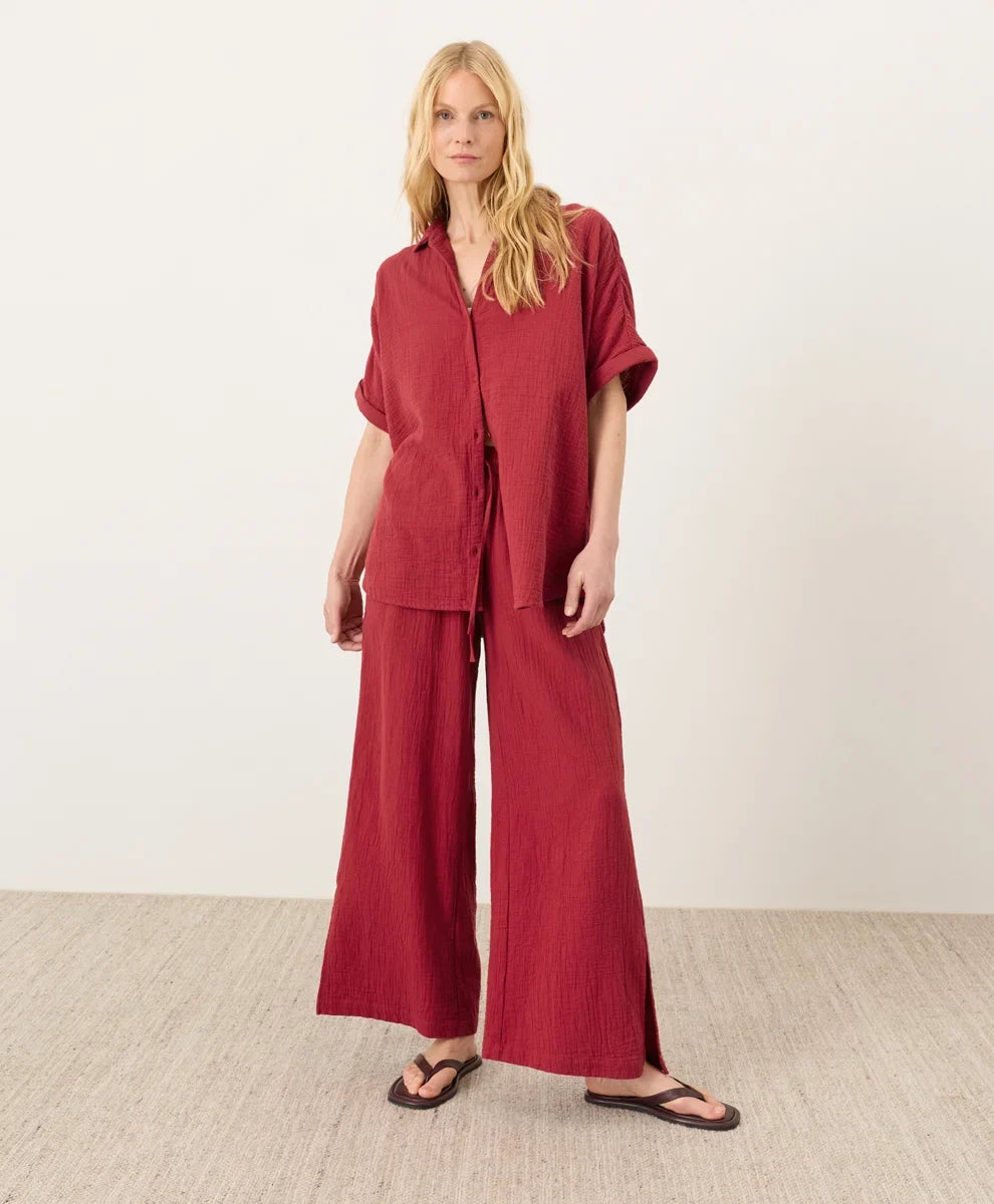 clearance coastal double gauze split hem pant