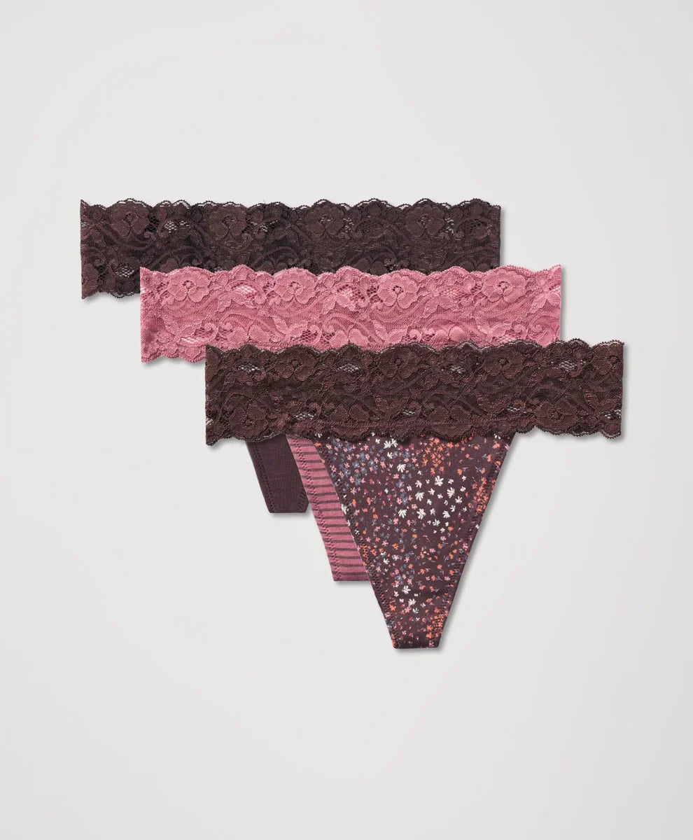 lace waist thong 3-pack