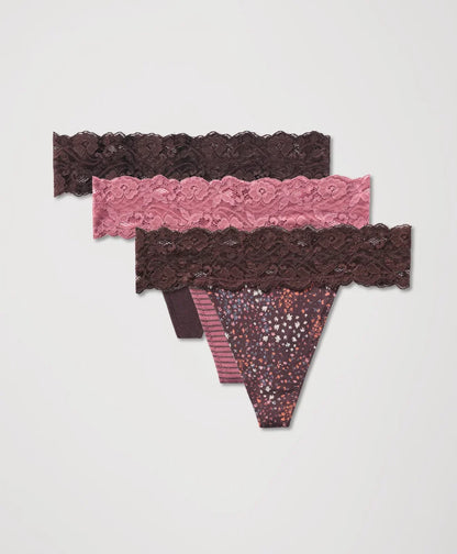 lace waist thong 3-pack