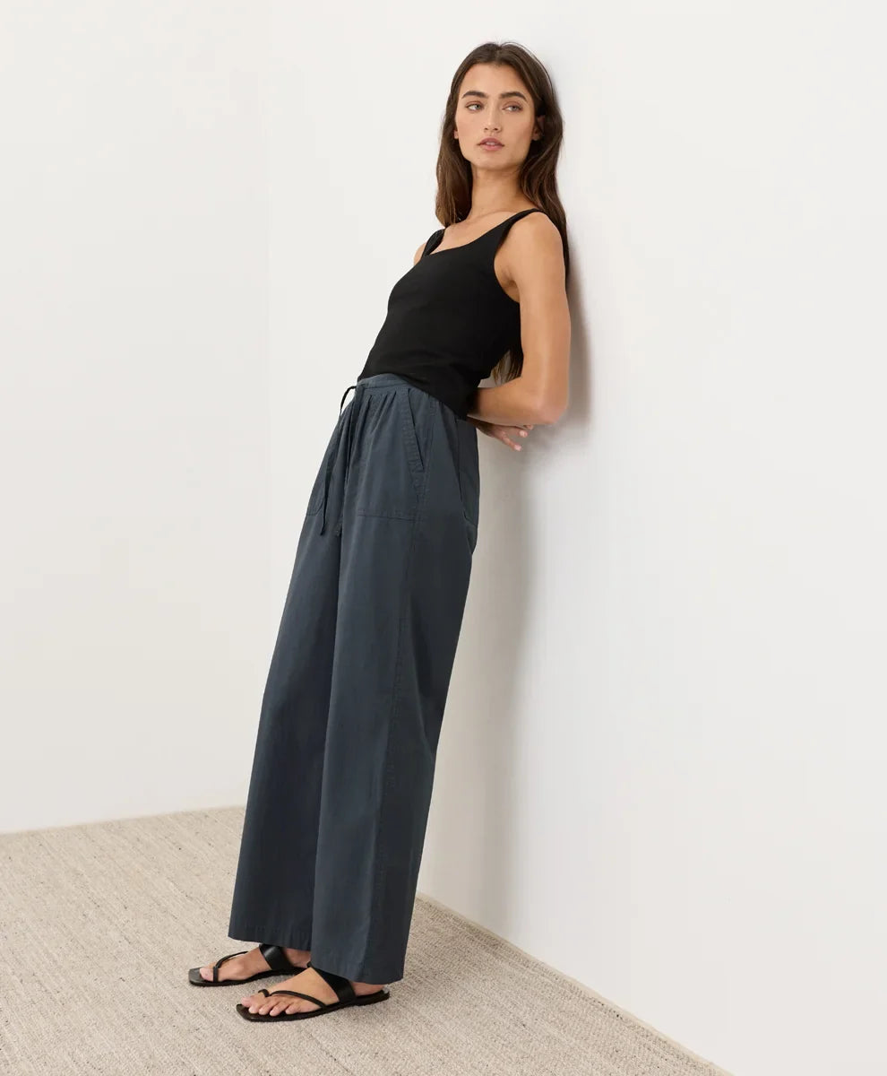 clearance stretch poplin wide leg pant