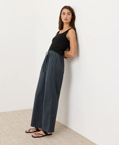 clearance stretch poplin wide leg pant