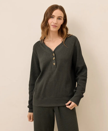 clearance thermal waffle henley pullover