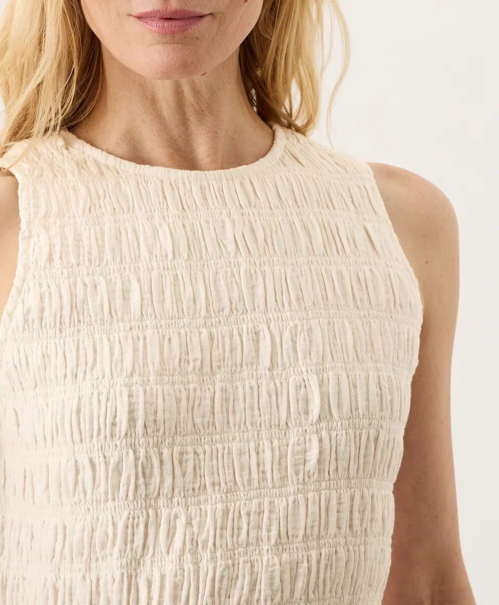 clearance coastal double gauze smocked dress