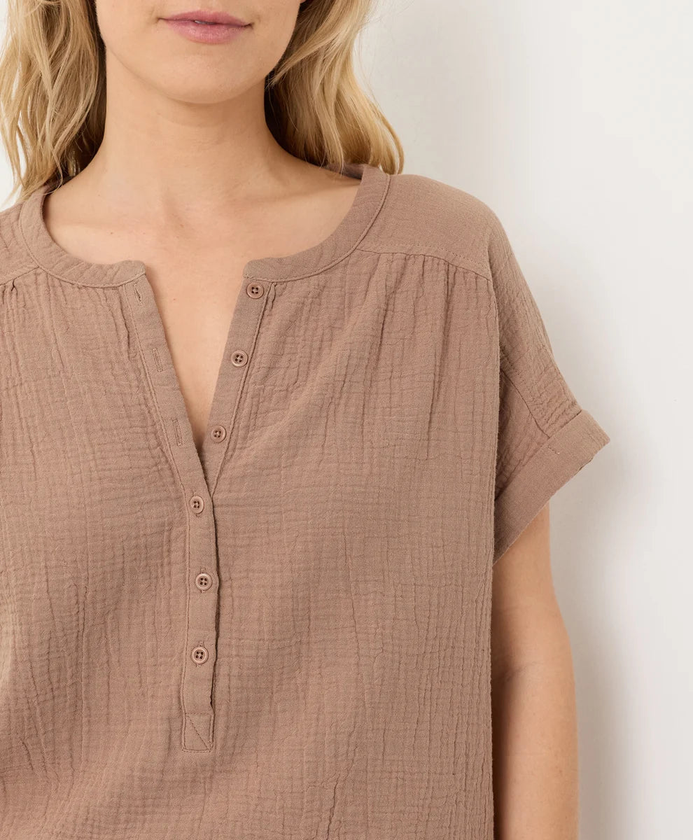 clearance coastal double gauze short sleeve popover