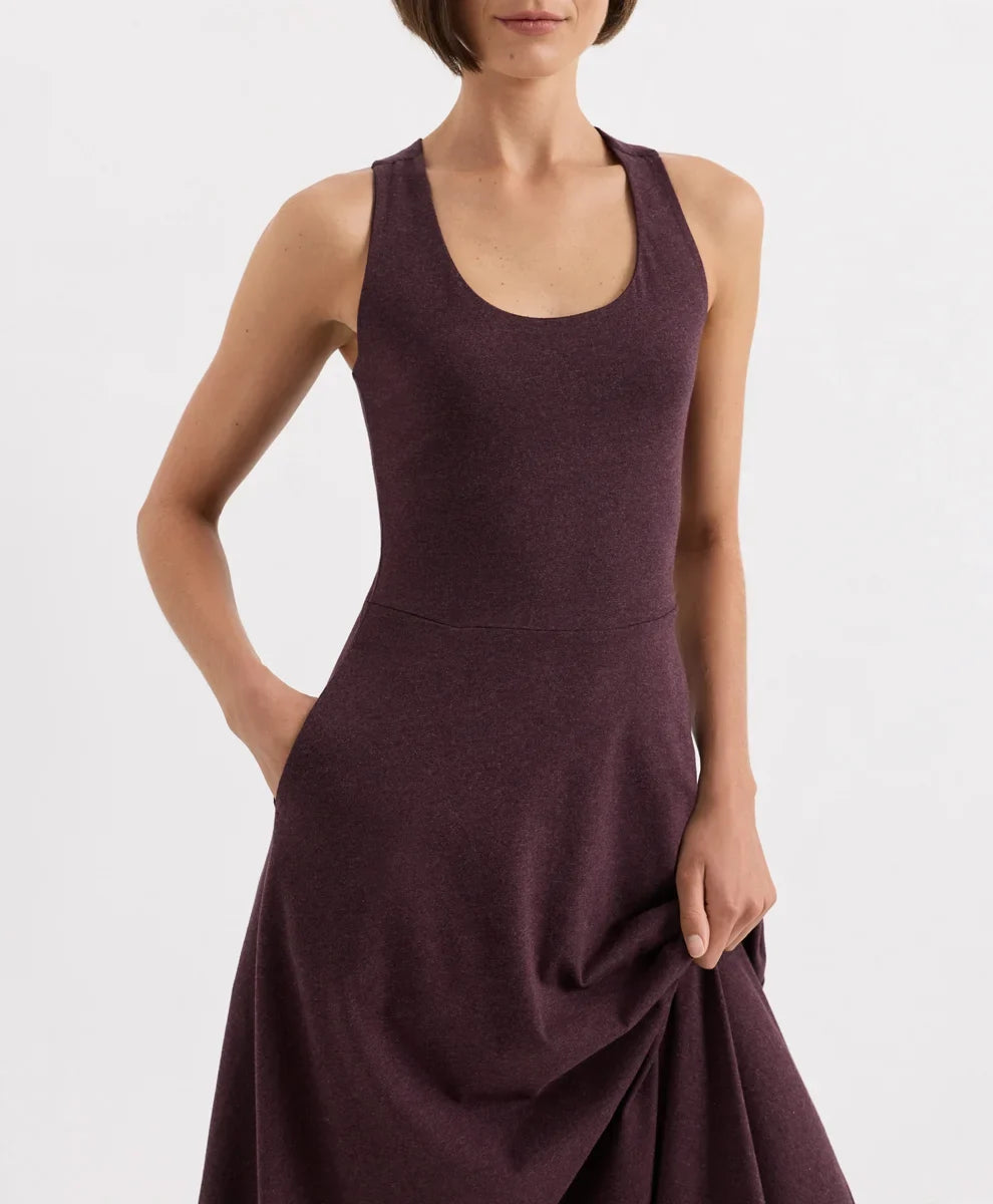 fit & flare open back maxi dress