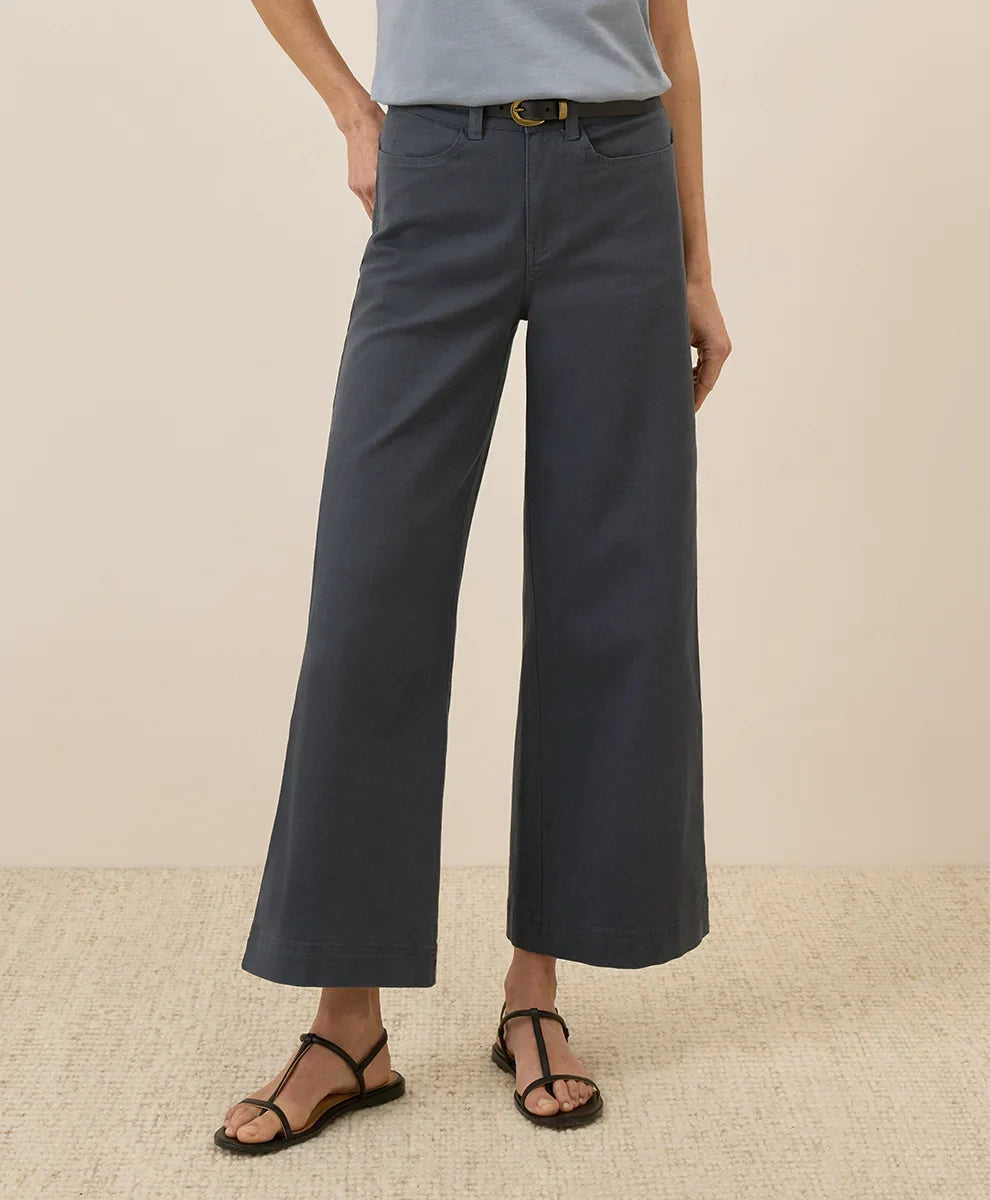 clearance stretch twill wide leg pant
