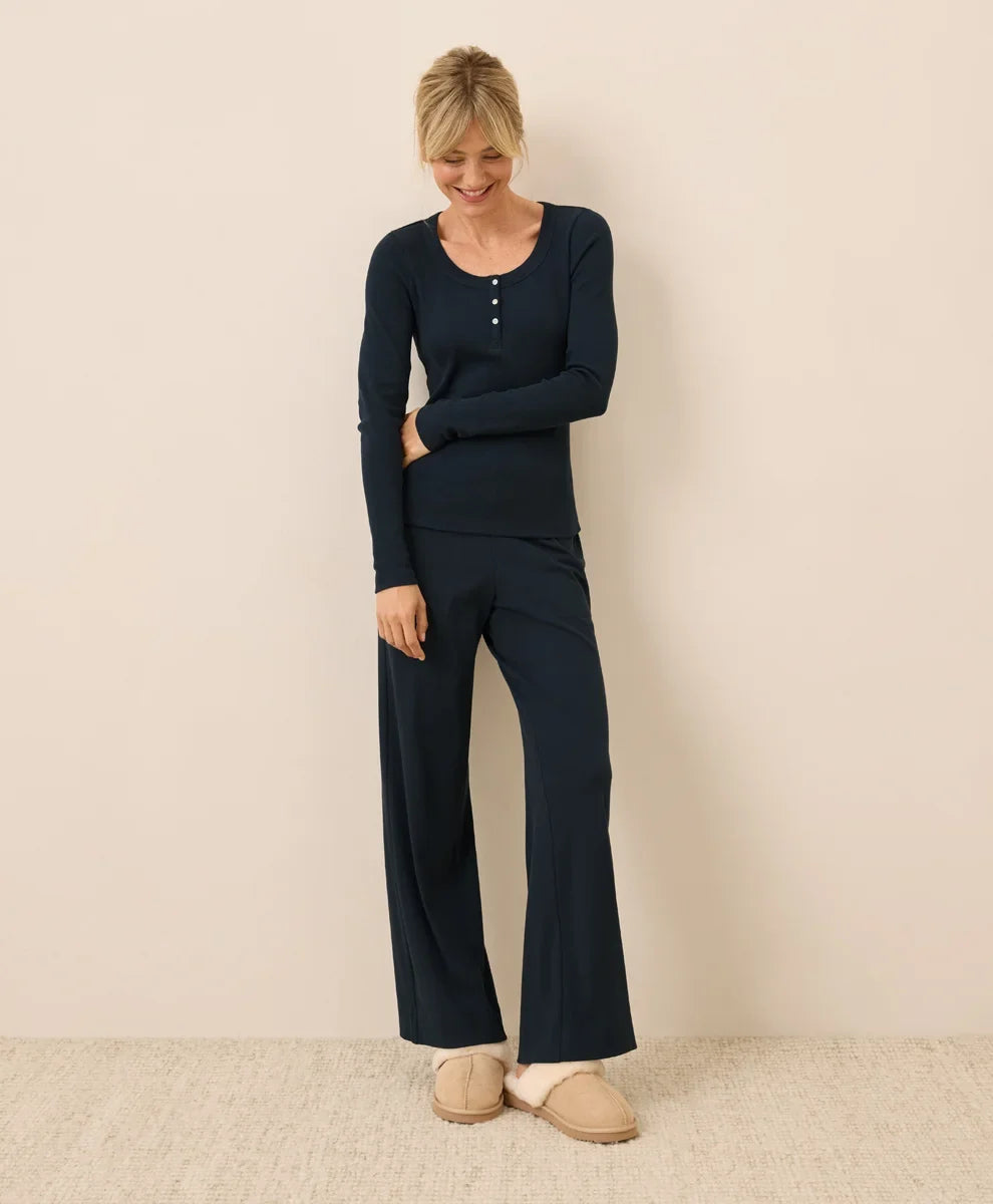 clearance easy rib wide leg lounge pant