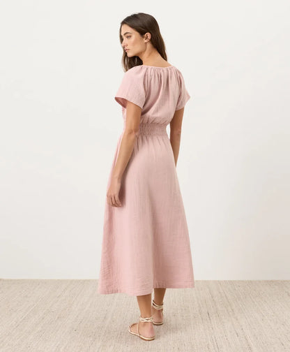 clearance coastal double gauze boho midi dress