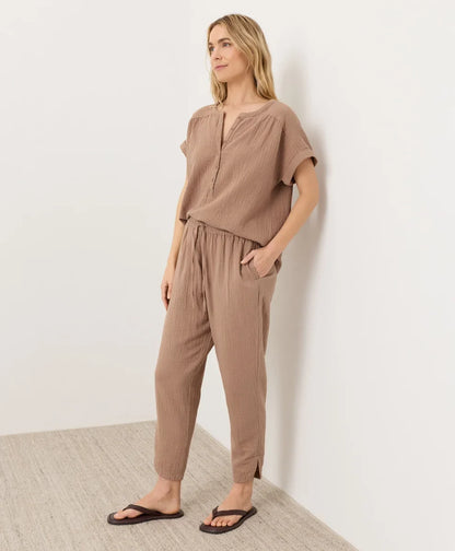 coastal double gauze tapered pull-on pant