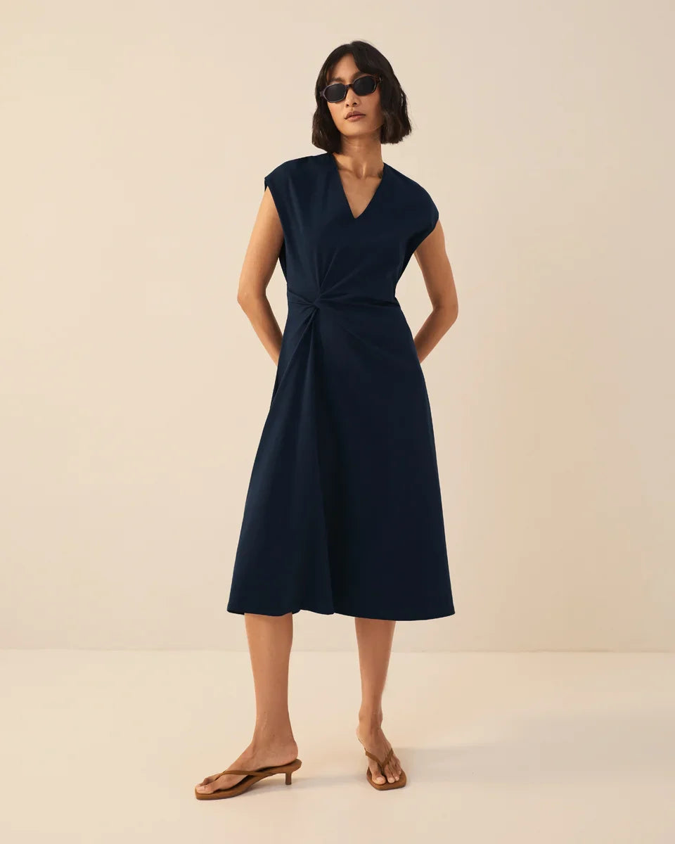 fit & flare v-neck twist dress