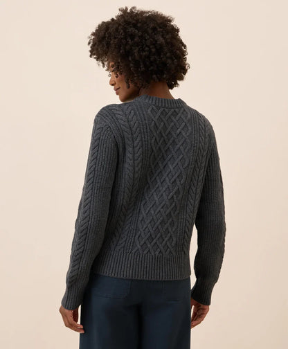 clearance luxe knit cable crew sweater