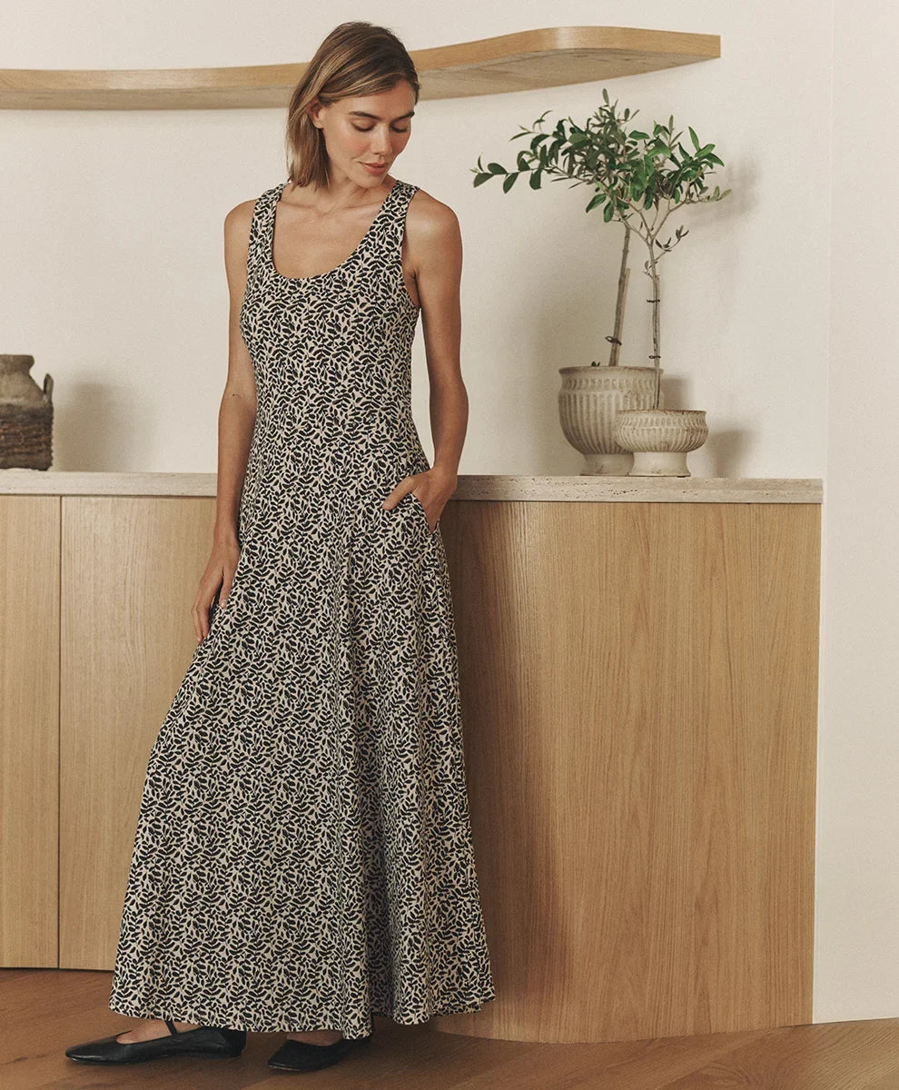fit & flare open back maxi dress