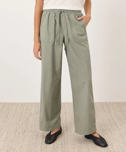 clearance stretch poplin wide leg pant