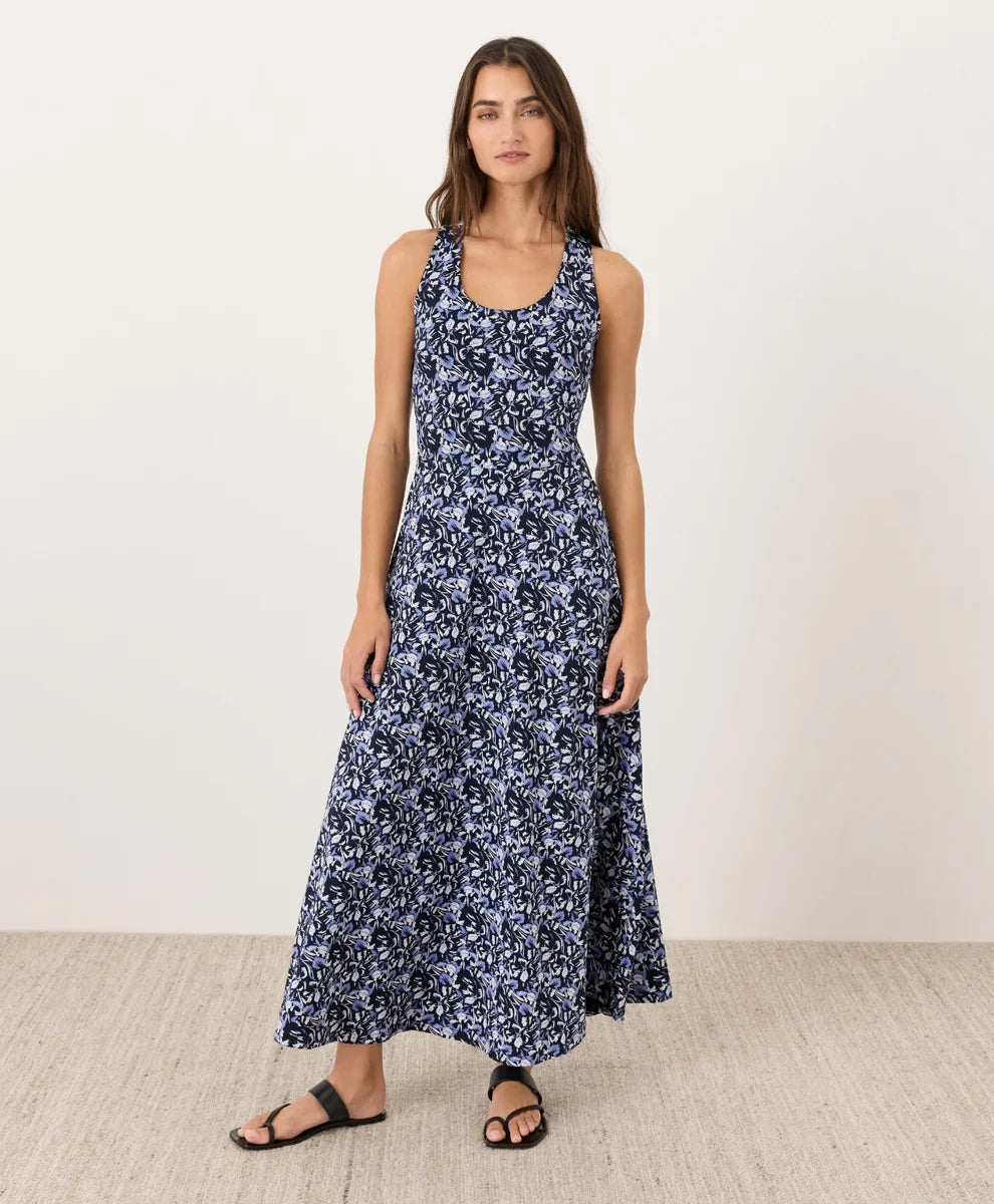 fit & flare open back maxi dress