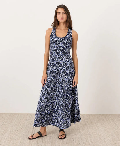 fit & flare open back maxi dress