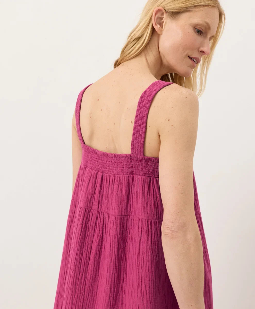 coastal double gauze strappy tiered maxi dress