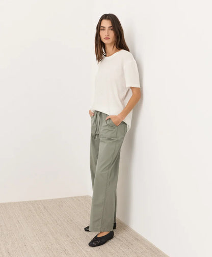clearance stretch poplin wide leg pant