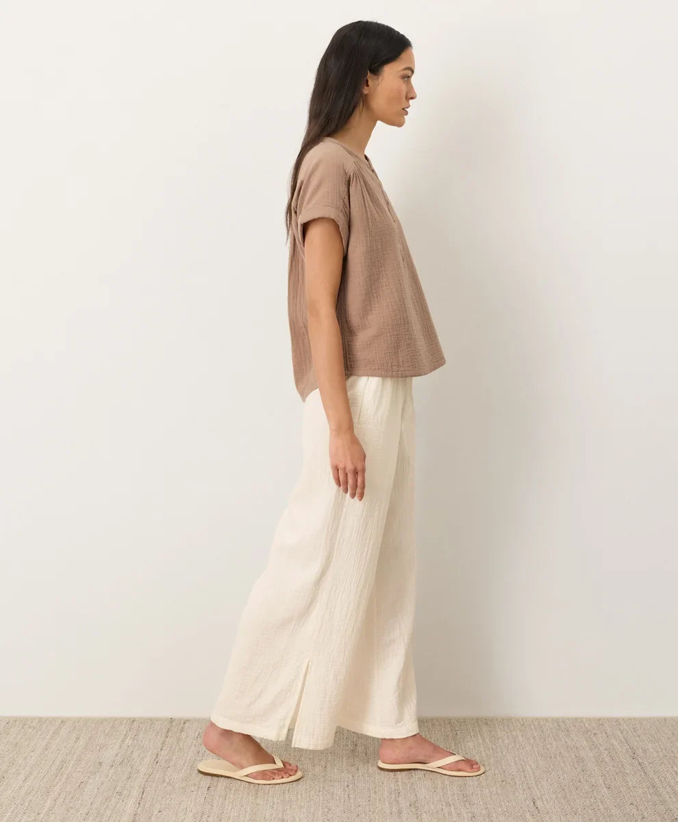 coastal double gauze split hem pant