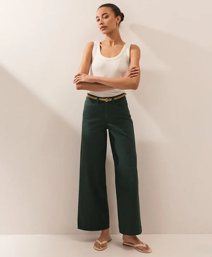 clearance stretch twill wide leg pant