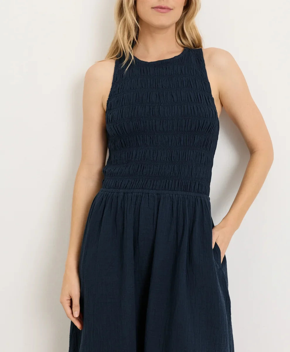 coastal double gauze smocked dress