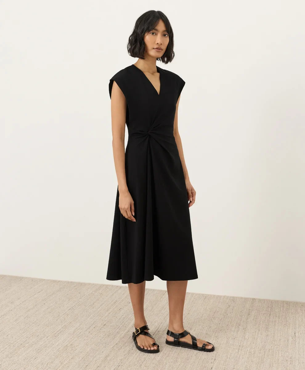 fit & flare v-neck twist dress