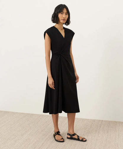 fit & flare v-neck twist dress