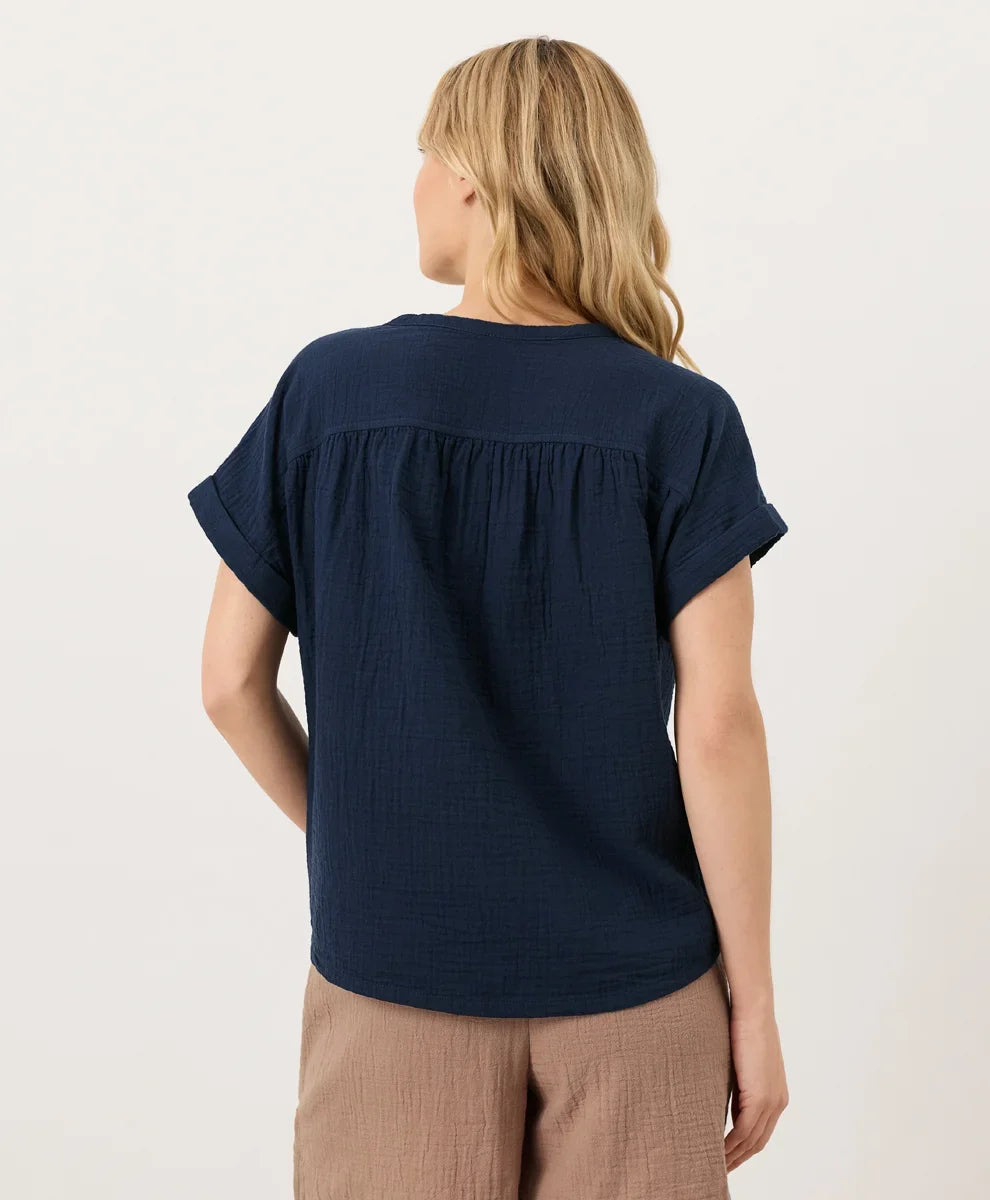 clearance coastal double gauze short sleeve popover
