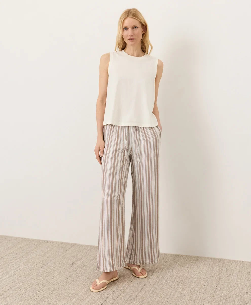 coastal double gauze split hem pant
