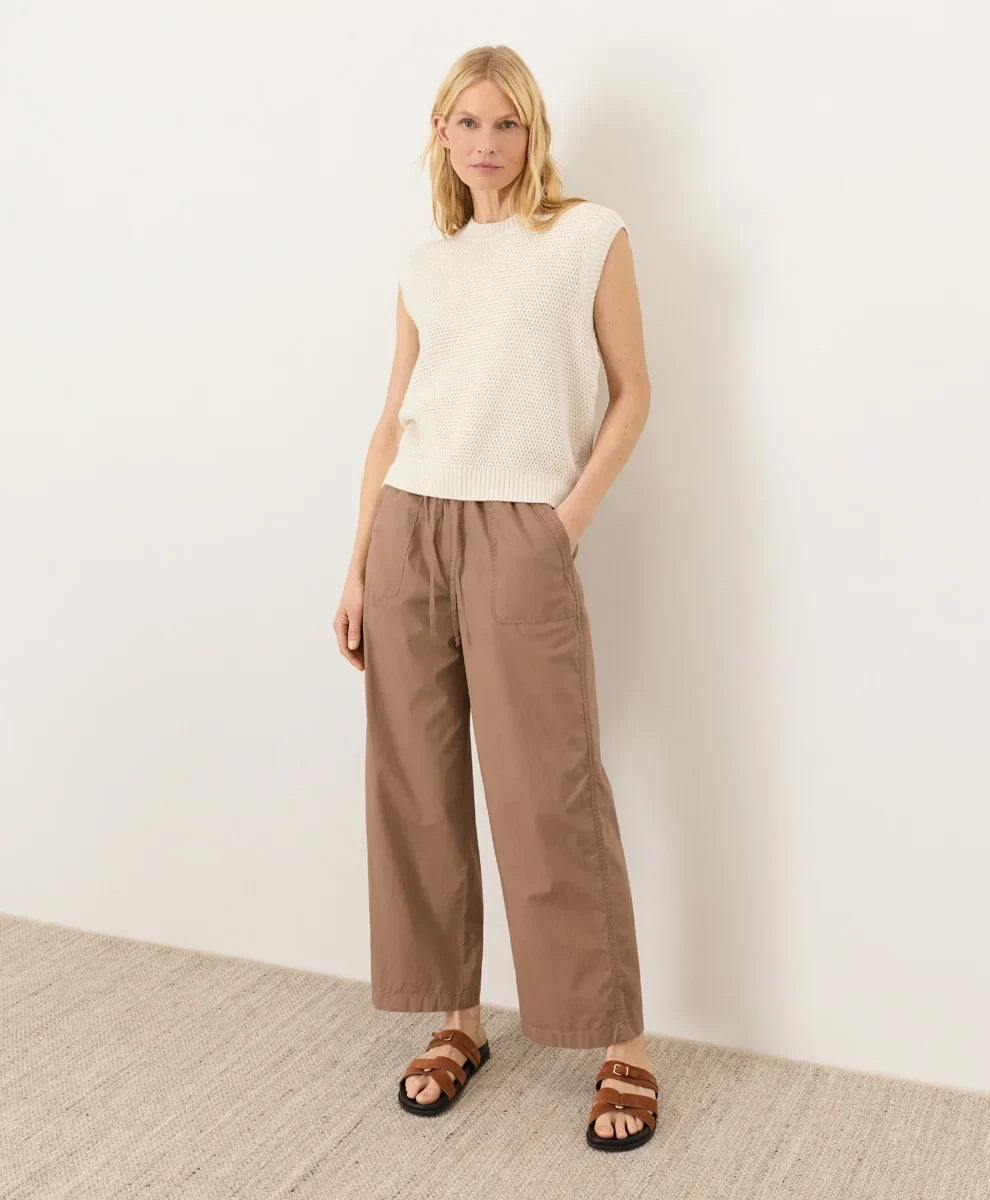 clearance stretch poplin wide leg pant