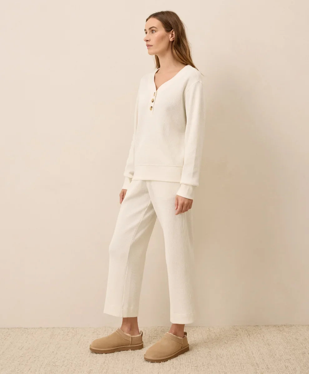 clearance thermal waffle wide leg pant