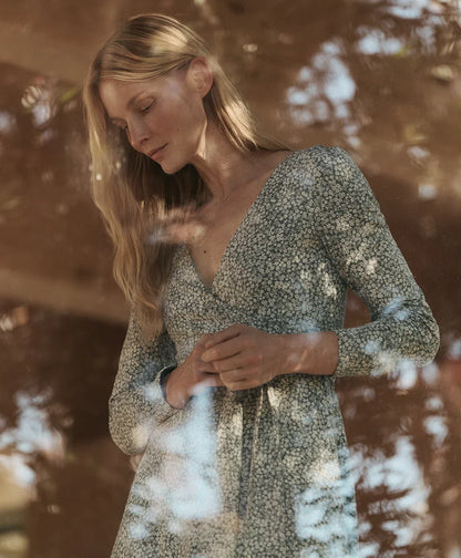 clearance fit & flare wrap dress