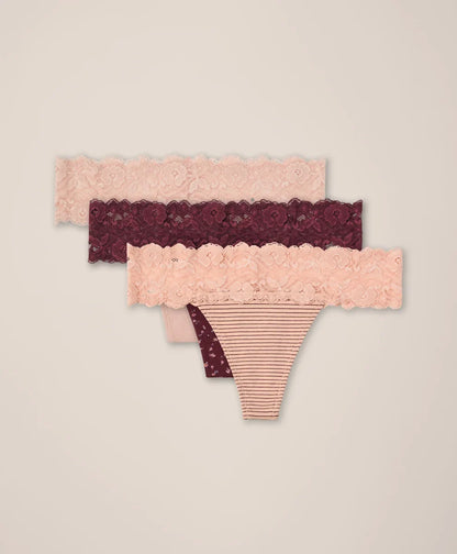 clearance lace waist thong 3-pack